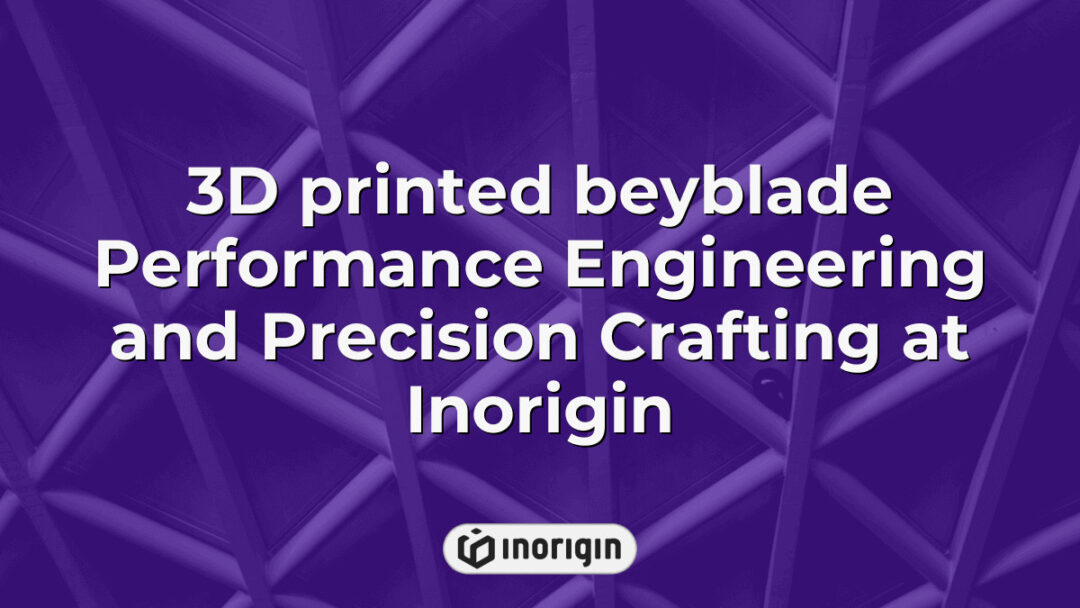 Close-up of a high-precision 3D printed Beyblade showcasing advanced engineering and meticulous craftsmanship by Inorigin's product design and 3D printing studio in Greece.