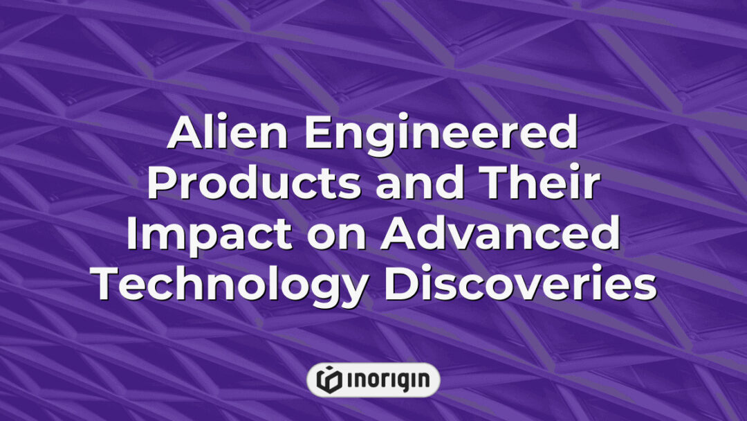 Futuristic concept artwork illustrating alien engineered products influencing breakthroughs in advanced technology and innovative scientific discoveries.
