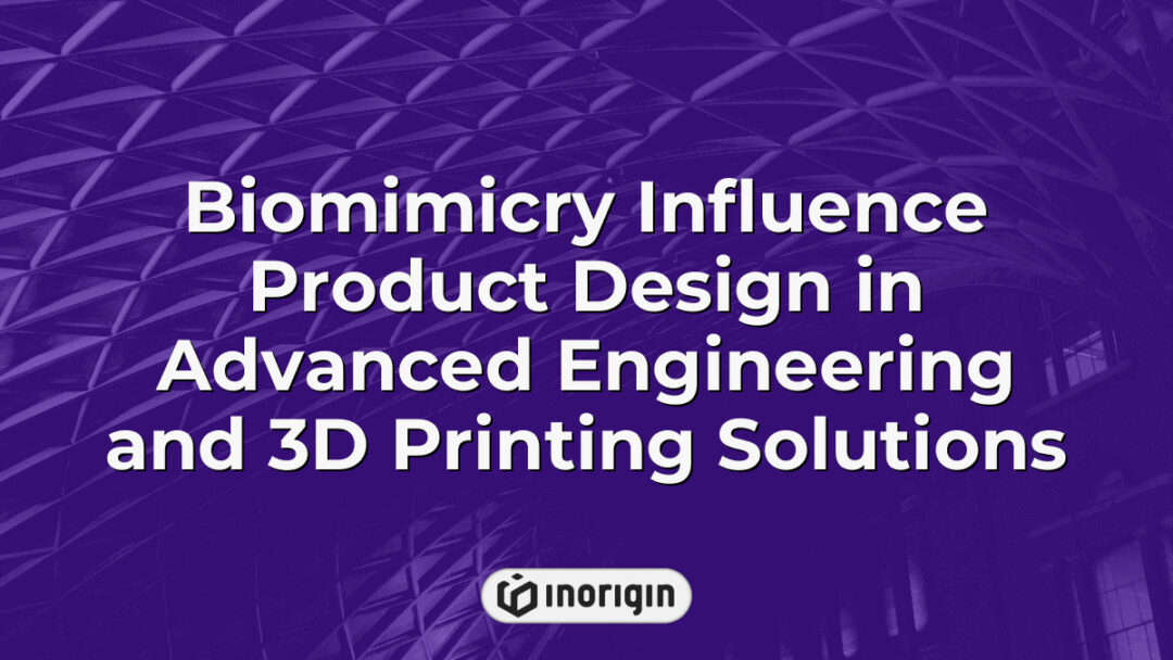 Advanced product design inspired by biomimicry principles integrated with cutting-edge engineering and 3D printing technologies including FDM and DLP resin methods.