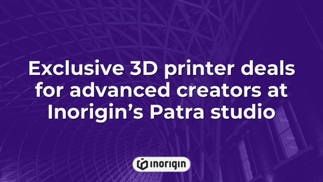 High-end 3D printing studio in Patra by Inorigin offering exclusive deals for advanced creators, featuring cutting-edge FDM and DLP resin 3D printing technologies.