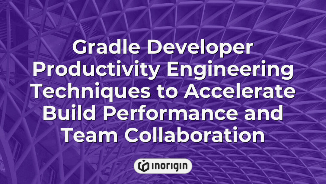 Illustration of Gradle developer productivity engineering techniques focused on accelerating build performance and enhancing team collaboration in software projects, showcasing workflow optimization and efficient build processes.