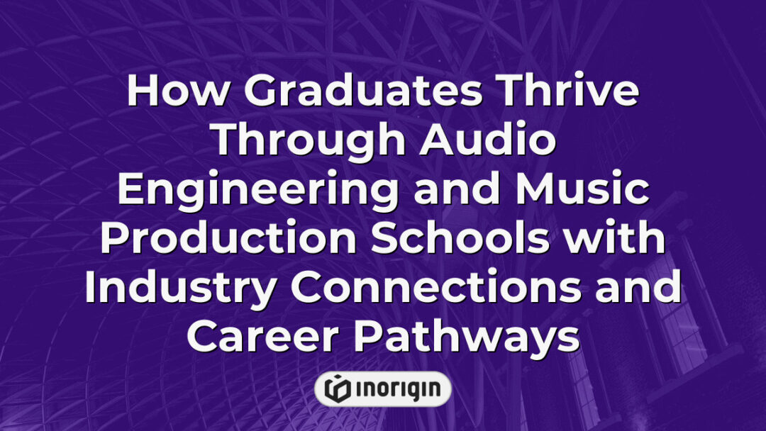 Illustration showing how graduates excel in audio engineering and music production schools by leveraging strong industry connections and clear career pathways for success.