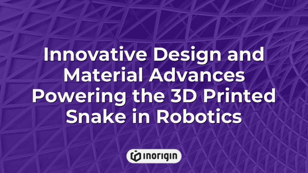 Close-up of a 3D printed robotic snake demonstrating advanced design and material innovations, showcasing flexible movement and precision engineering by Inorigin's studio.