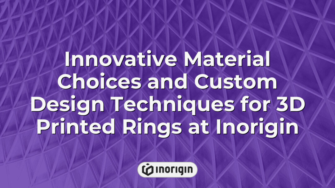 Close-up of uniquely designed 3D printed rings showcasing innovative material selections and custom design techniques by Inorigin's advanced engineering and design studio in Greece.