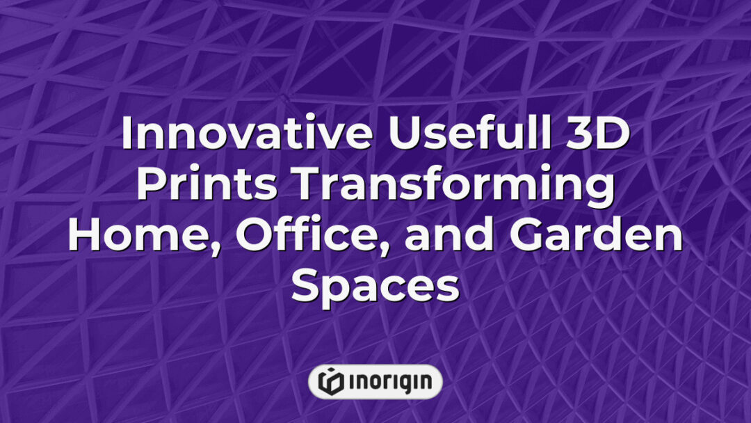A diverse collection of innovative and practical 3D printed objects enhancing functionality and aesthetics in home, office, and garden environments, showcasing advanced design and engineering capabilities.