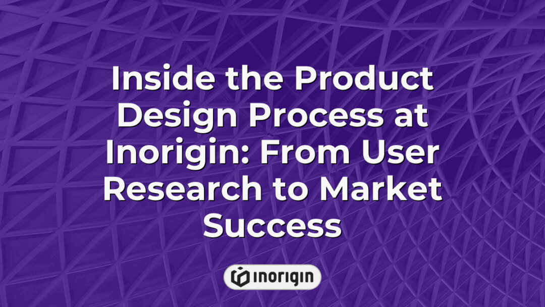 Detailed overview of Inorigin's product design process showcasing stages from user research, industrial design, engineering simulations to market-ready product development in Patra, Greece.