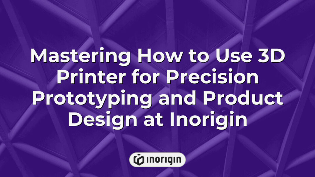 A professional at Inorigin using a high-precision 3D printer for prototyping and product design, showcasing advanced FDM and DLP Resin printing techniques in Patra, Greece.