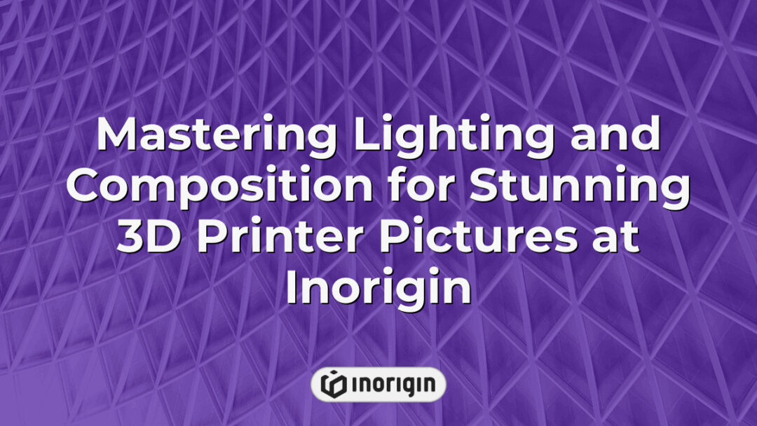 Expertly captured 3D printer showcasing advanced lighting and composition techniques at Inorigin's innovative 3D printing studio in Patra, Greece, highlighting precision and design quality.