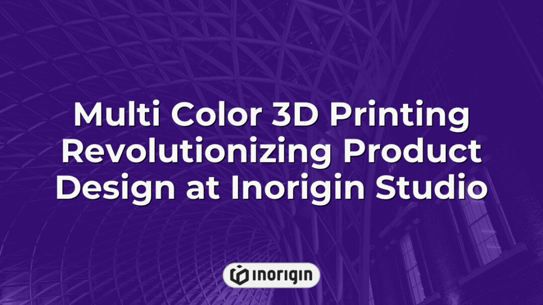Advanced multi-color 3D printing process at Inorigin studio in Patra, Greece, showcasing innovative product design and engineering capabilities with vibrant precision.