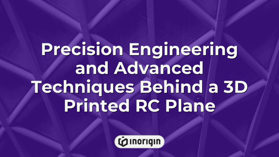 Detailed view of a 3D printed RC plane showcasing the precision engineering and advanced manufacturing techniques employed by Inorigin's cutting-edge design and 3D printing studio in Greece.