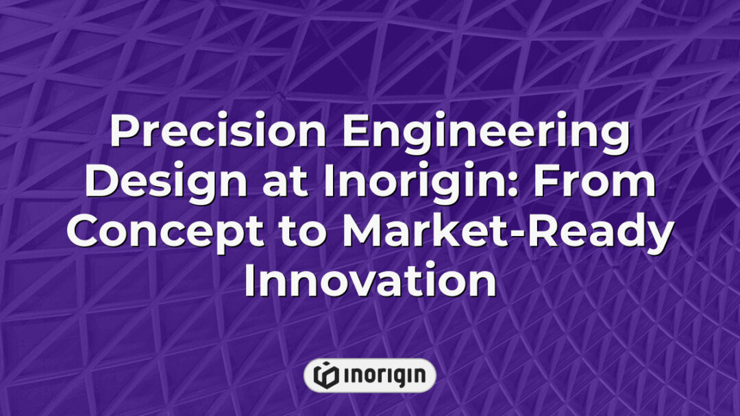 Detailed view of precision engineering design process at Inorigin studio in Patra, Greece, showcasing advanced product development from concept to market-ready innovation with 3D printing and simulation technologies.
