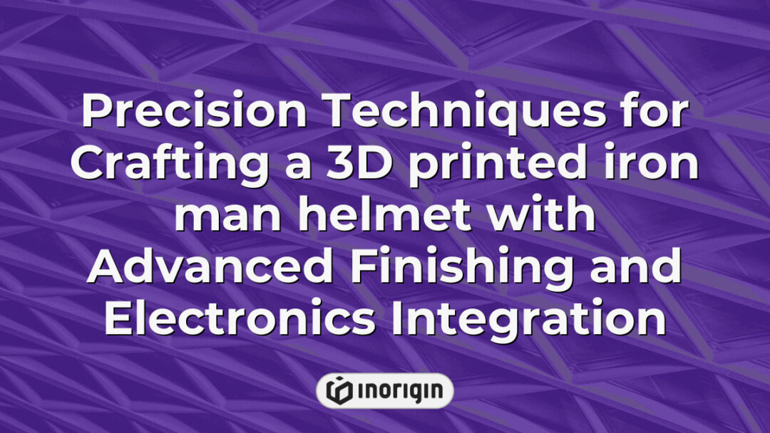 Detailed close-up of a 3D printed Iron Man helmet showcasing advanced finishing techniques and integrated electronic components, exemplifying precision engineering and innovative product design.