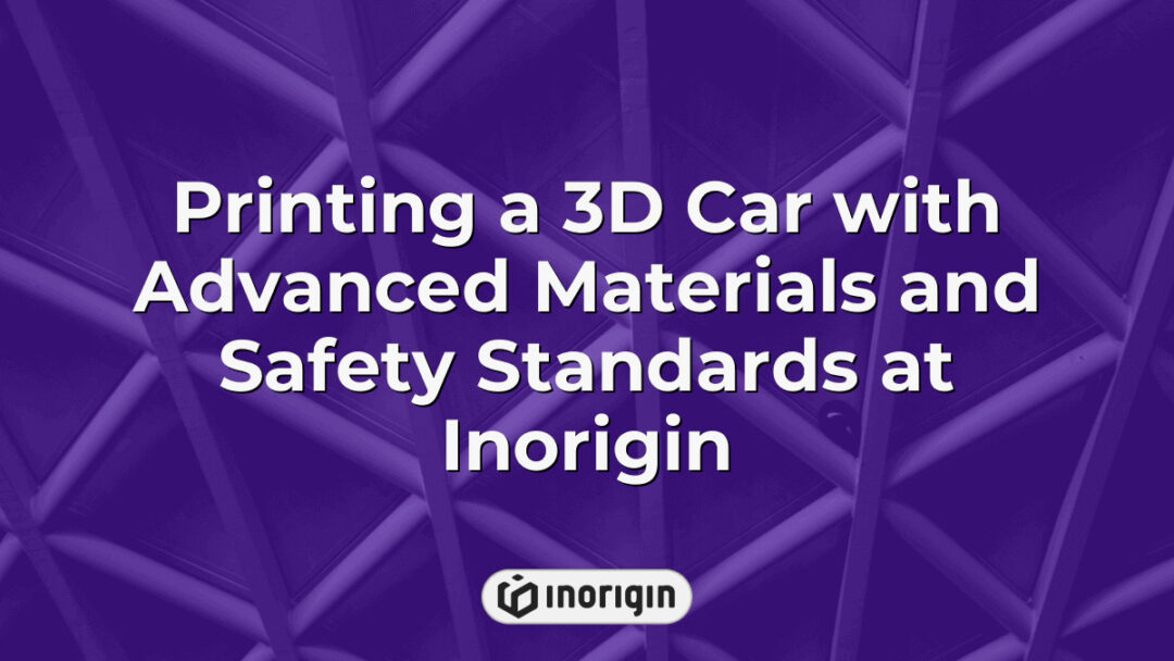 High-tech 3D printing process at Inorigin studio creating a detailed 3D car model using advanced materials and adhering to strict automotive safety standards in Patra, Greece.