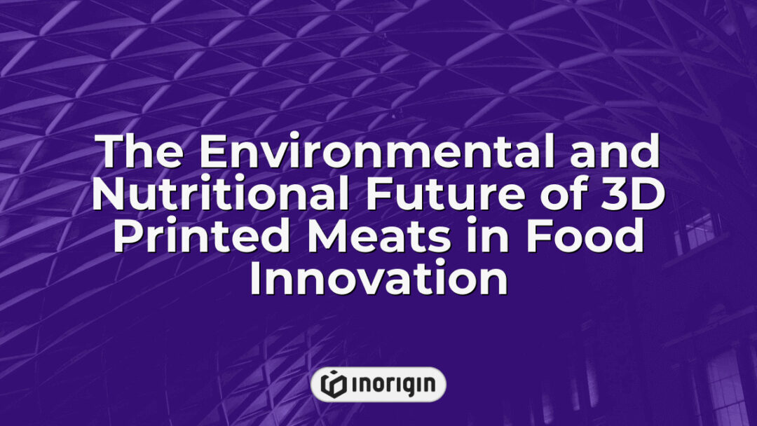 A futuristic representation of 3D printed meats showcasing innovative food technology focused on environmental sustainability and enhanced nutritional value in food innovation.