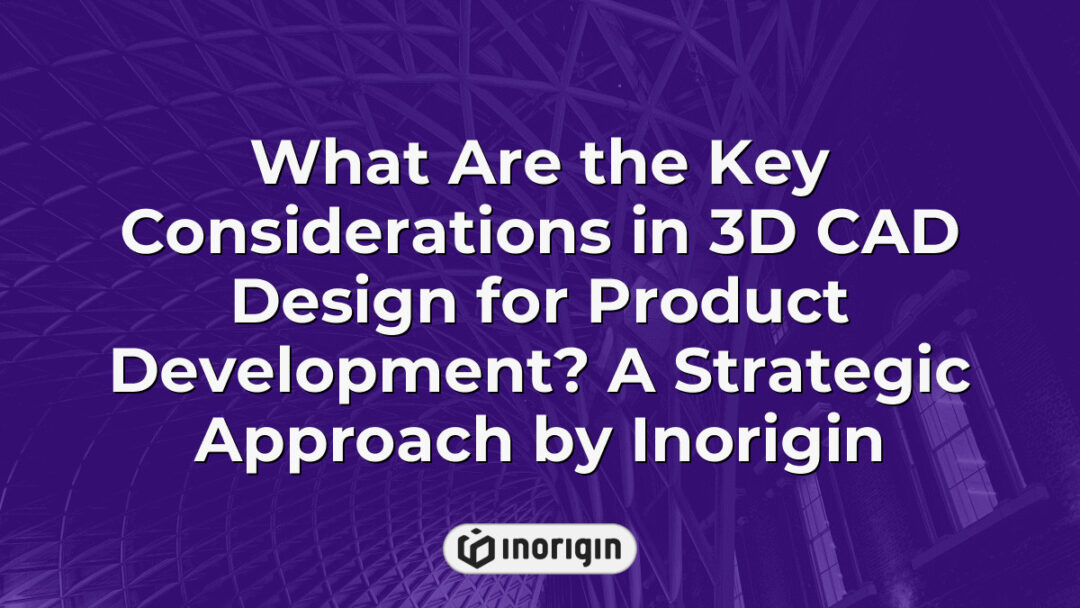 Detailed strategic overview of key considerations in 3D CAD design for product development by Inorigin, highlighting essential factors for successful market-ready product engineering and innovation.