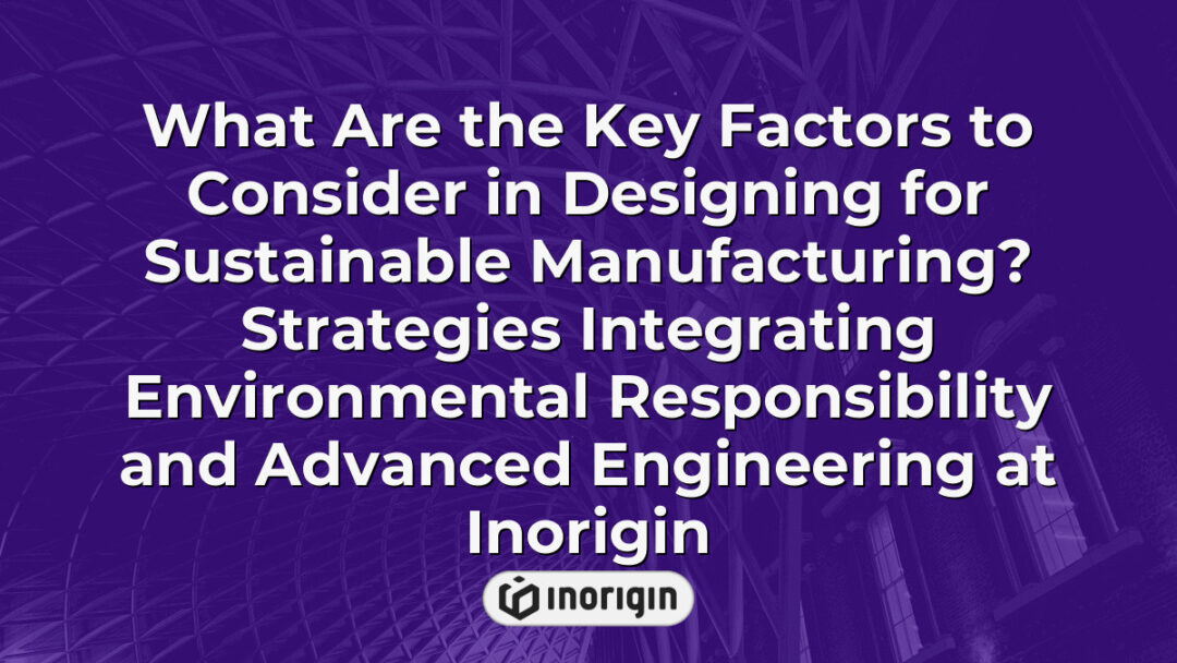 Illustration highlighting key factors in designing for sustainable manufacturing, focusing on integrating environmental responsibility and advanced engineering at Inorigin, a product design studio in Greece offering 3D printing and innovative engineering solutions.