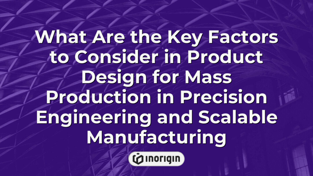 Detailed infographic illustrating essential considerations in product design for precision engineering and scalable manufacturing, highlighting factors for efficient mass production.