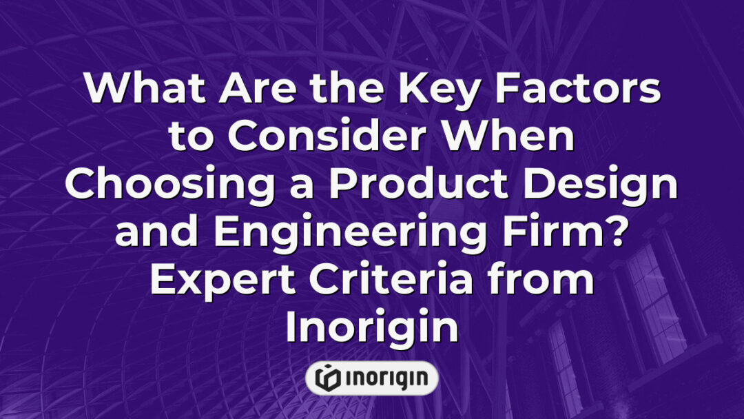 Detailed infographic illustrating expert criteria and essential factors to consider when selecting a product design and engineering firm, highlighting Inorigin’s professional approach in Greece.